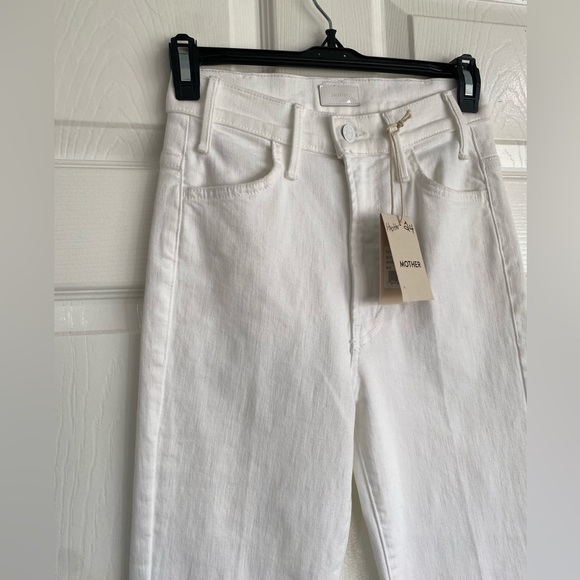 MOTHER The Hustler Ankle Fray In Fairest Of Them All White High Rise Jeans 24 - Picture 2 of 15